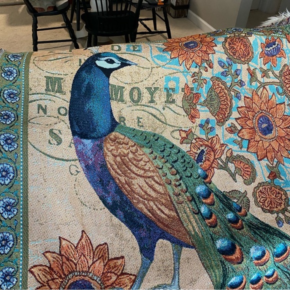 Elegant Peacock Woven Throw Blanket - Picture 6 of 9